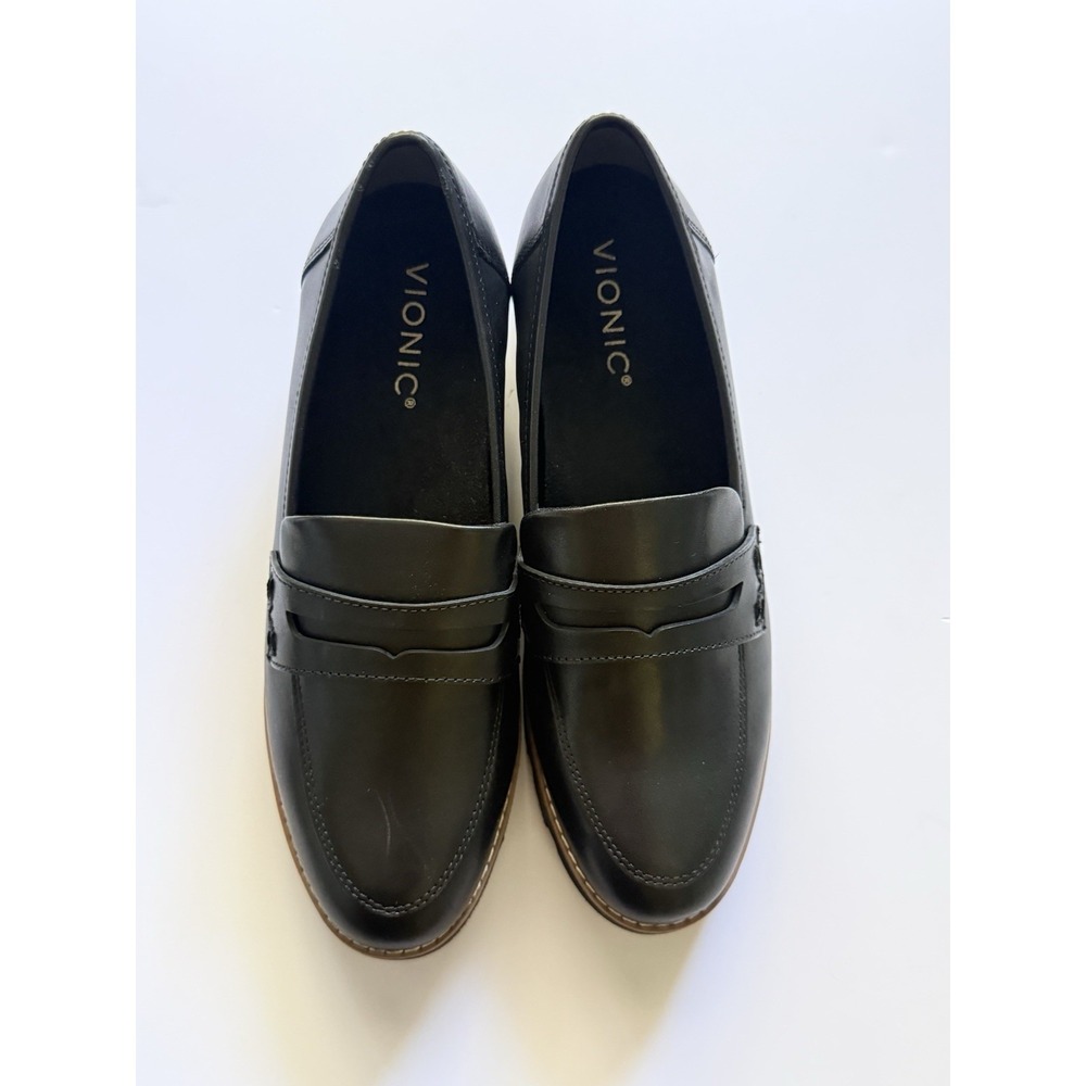 Vionic Cheryl II Loafer Womens 6.5 Black Leather Slip On Shoes Arch Support - Picture 4 of 10